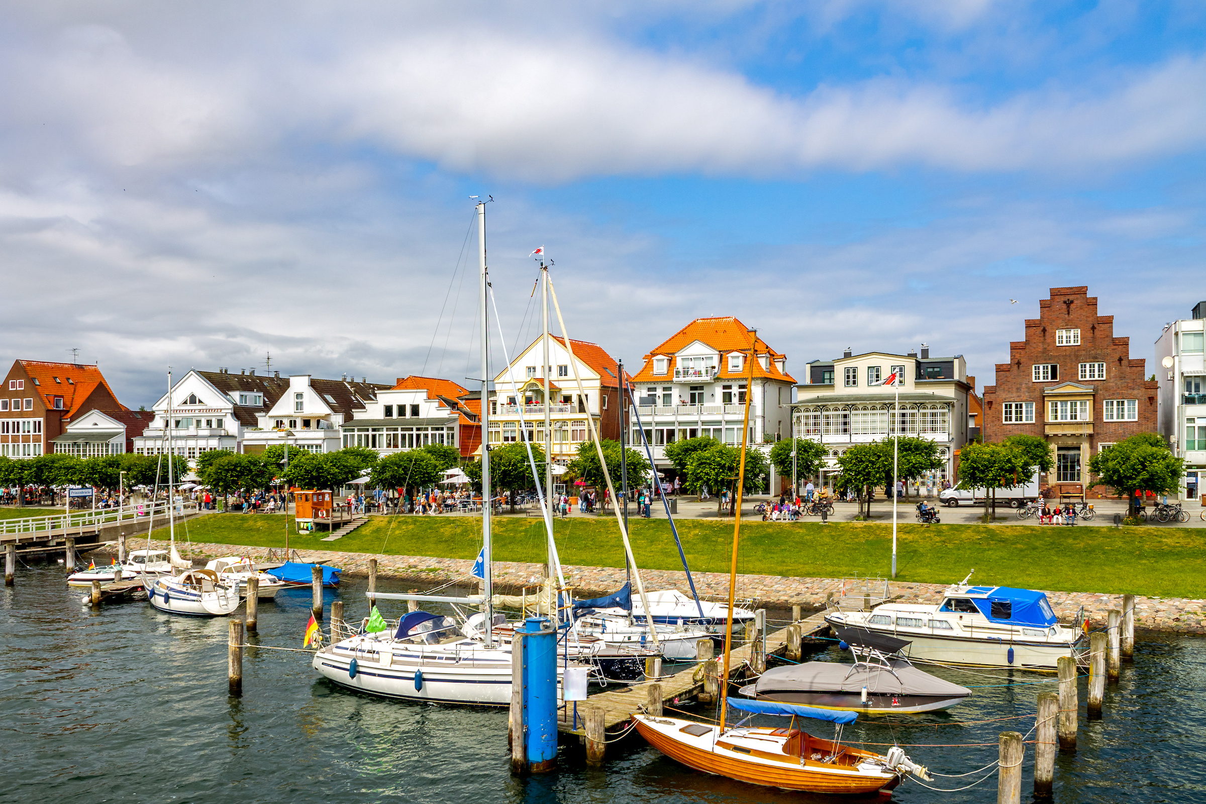 The port of Travemünde with its beach promenade. This is where Stena Line departs across the Baltic Sea to Latvia.